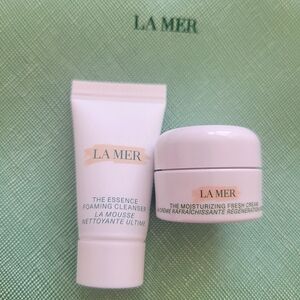 LA MER Green Cosmetic Bag with Foaming Cleanser & The Moisturizing Fresh Cream